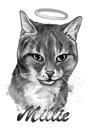 Кошка в графитовом стиле с изображением ореола с фотографии для постоянного напоминания о вашем любимом питомце