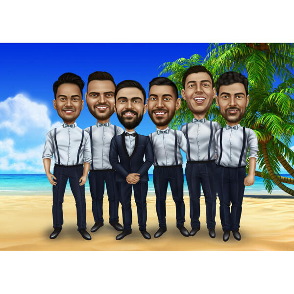Caricature de vacances des garçons d'honneur