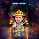 Överdrivna presentidéer för brandmän, karikatyr från foto