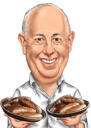 Lustiger Karikatur-Koch mit Schnurrbart