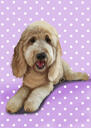 مخصص الكلب الكرتون كاريكاتير مع خلفية ملونة واحدة