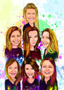 Caricature d'un groupe d'amis dans un style aquarelle