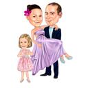 Caricatura di famiglia a figura intera da foto