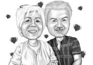 Retrato de desenho animado de casal de pais