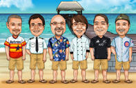 Friends on Summer Vacation Caricature