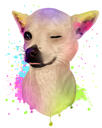 Lemmikkien karikatyyri muotokuva valokuvasta Rainbow-vesiväritehosteella lemmikkieläinten ystäville