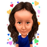 Caricature d'enfant avec des cœurs multicolores