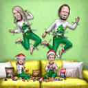 Caricatură amuzantă de familie în Ajunul Crăciunului