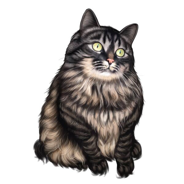 Tabby Cat Caricature Portrait in Full Body