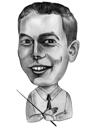 Black and White Teacher Caricature