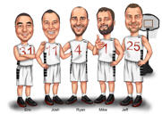Karikatura basketbalového týmu