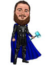 Full Body Person Thor Movie Inspired Caricature Gift in Color Style