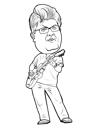 Full Body Musician Caricature in Outline Style for Music Lovers Gift