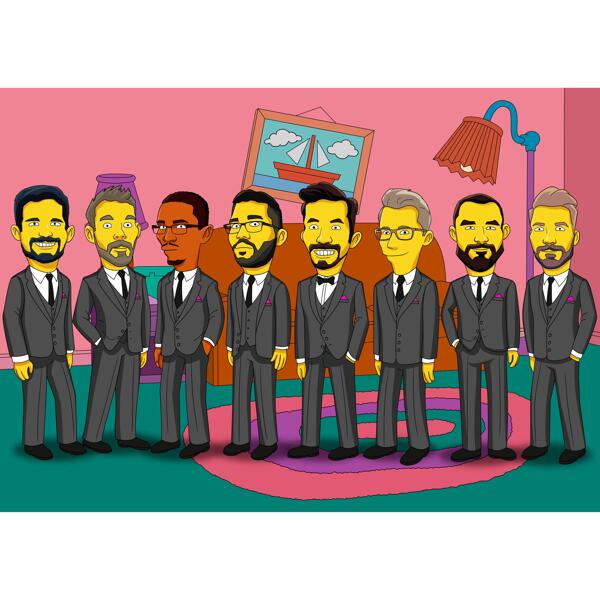 Yellow Faces Group Caricature