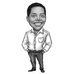 Black and White Caricature of 1 Person