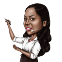 Conference Female Presenter Caricature in Colored Style