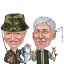 Caricatura di due persone che pescano