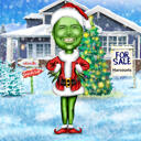 Caricature drôle de Grinch