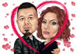 Couple+de+Saint+Valentin+caricature+en+coeur