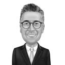 Black and White Cartoon Man