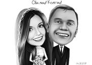 Wedding Anniversary Couple Caricature Gift: Black and White Style