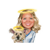 Memorial Portrait of Owner with Pet Portrait in Color Style from Photo