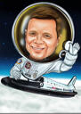 Astronaut Pilot Custom Caricature lentokoneen taustalla