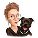 Ägare och hundkarikatyr från foto