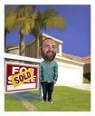 Dibujo de caricatura de agente inmobiliario personalizado