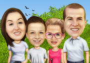 Caricature familiale personnalisée à partir de photos dans un style numérique