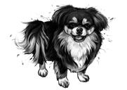 Grafīta suņa akvareļa portrets ar fonu