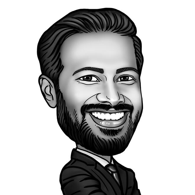 Black and White Caricature of 1 Person