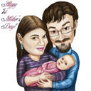 Retrato de caricatura del primer Día de la Madre en lápices