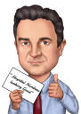 Caricatura de desenho animado de pessoa personalizada segurando placa