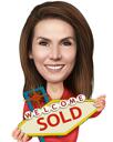 Realtor Cartoon Holding House