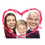 Couple with Child Love Caricature