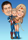 Caricatura personalizada de família de super-heróis