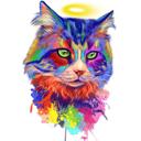 Retrato conmemorativo en acuarela con halo por la pérdida de una mascota