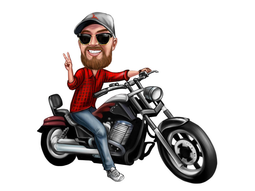 Caricatura Digital de Motoqueiro Harleyro