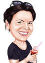 Gifts for Wine Lovers - A Custom Caricature for Her in Colored Digital Style