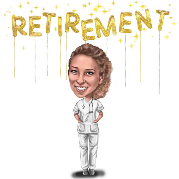 Карикатура медсестры на пенсии в подарок