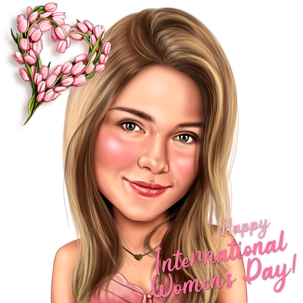Dibujo del día de la mujer con flores rosas