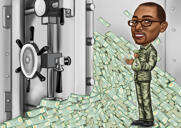 Karikaturist mit Geld