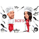 Logo dei cartoni animati degli chef: caricatura personalizzata degli amanti della cucina
