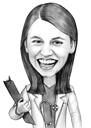 Caricatura de enfermera en blanco y negro