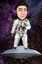 Astronautenkarikatur, handgezeichnet von Fotos auf benutzerdefiniertem Hintergrund