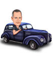 Man in Car with Props Caricature
