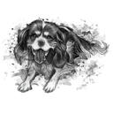 Akvarelové odstíny šedého celotělového portrétu psa z fotografií