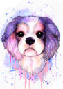Portrait de chien aquarelle à colorier pastel avec fond coloré