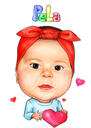 Caricature d'enfant avec des cœurs multicolores